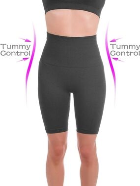 High-Waist Tummy Control Shaping Shorts - Black XL